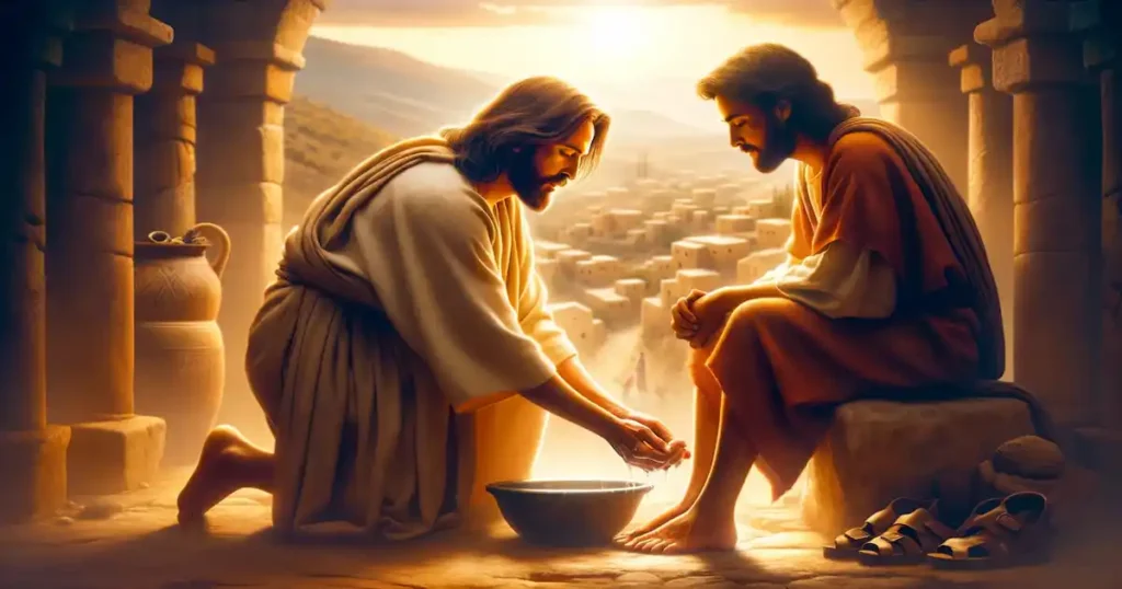 Jesucristo creando confianza en sus discípulos a través del servicio